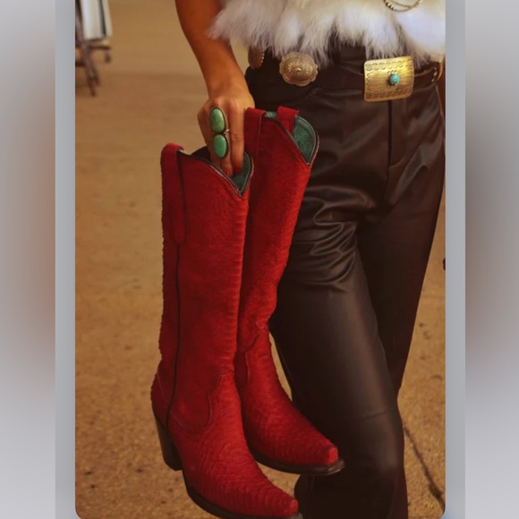 Corral Red Python Tall Top Full Exotic A4194 - Picture 3 of 13